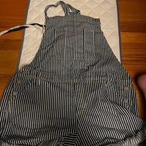 Blue and white stripped overalls